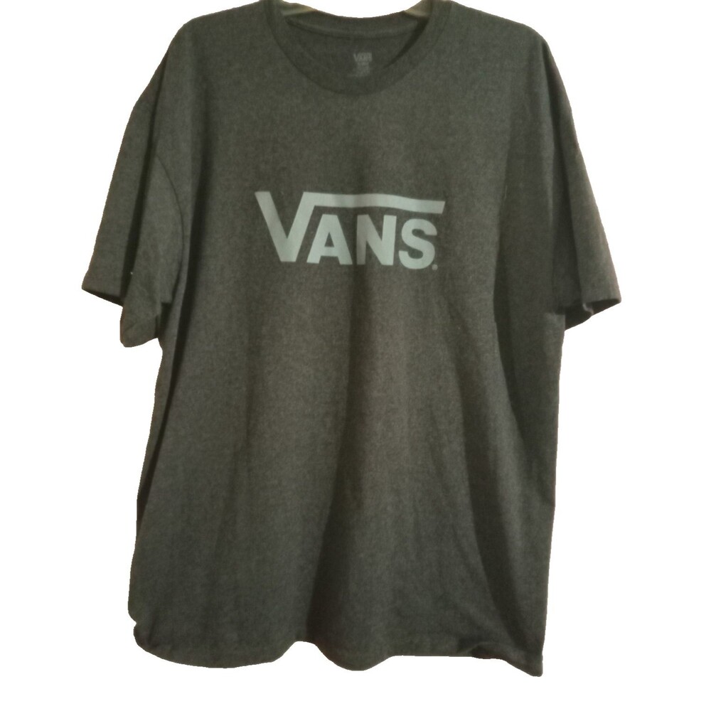 Vans T-Shirt Men's Size XL Grey Logo Short Sleeve Solid Shirt Top Tee